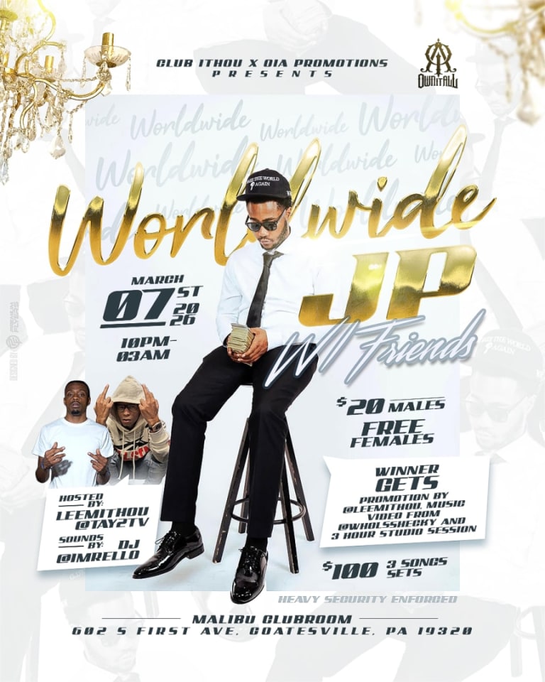 Event - WorldWide JP W/ Friends Showcase  - Coatesville, PA - sáb, 7 de marzo de 2026} | concert tickets