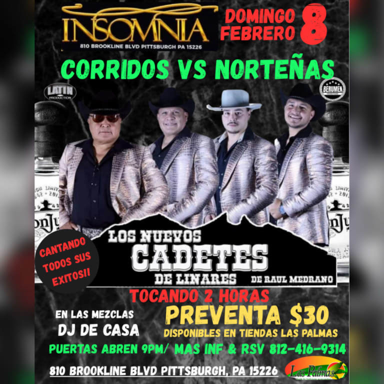 Event - LOS CADETES DE LINARES - Pittsburgh, PA - Sun, February 8, 2026} | concert tickets