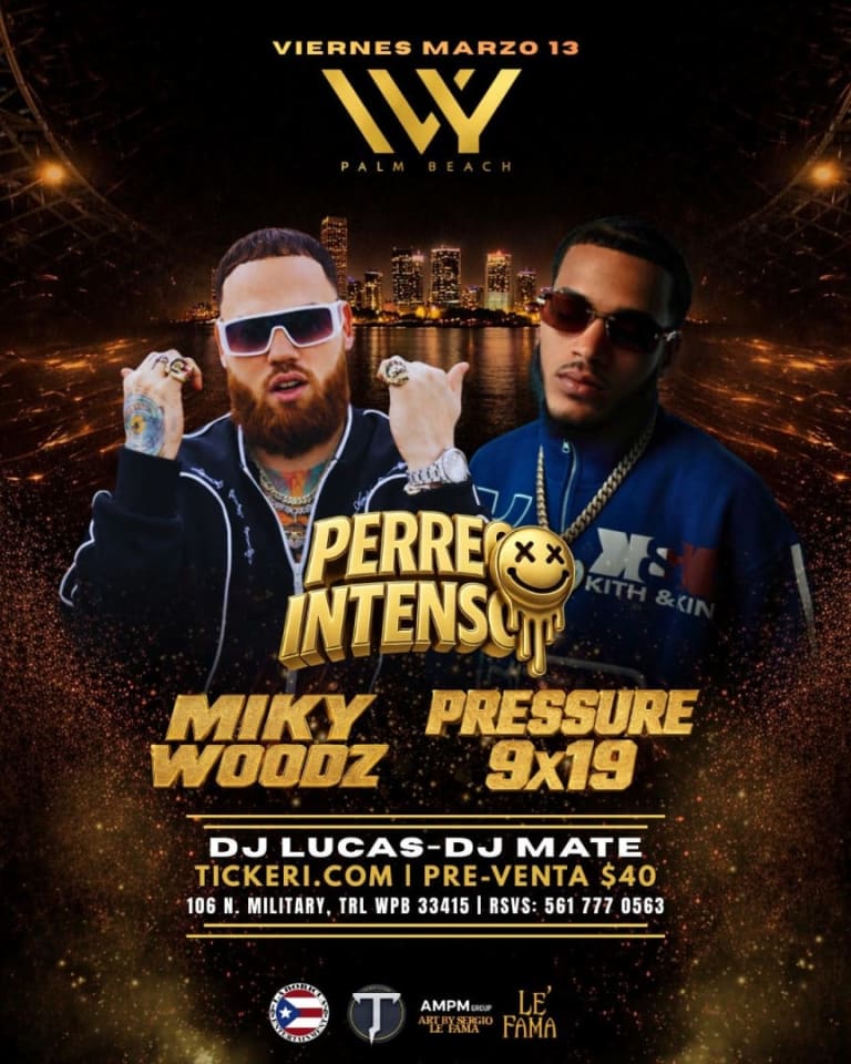 Event - PRESSURE 9x19 & MIKY WOODZ - West Palm Beach, FL - vie, 13 de marzo de 2026} | concert tickets