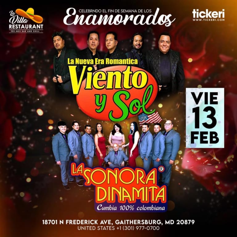 Event - LA NUEVA ERA ROMÁNTICA VIENTO Y SOL Y LA SONORA DINAMITA EN CONCIERTO !!! - Gaithersburg, Maryland - February 13, 2026 | concert tickets