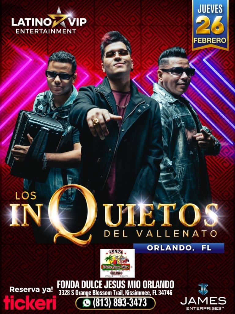 Event - LOS INQUIETOS DEL VALLENATO EN ORLANDO,FL - Kissimmee, Florida - 26 de febrero de 2026 | concert tickets