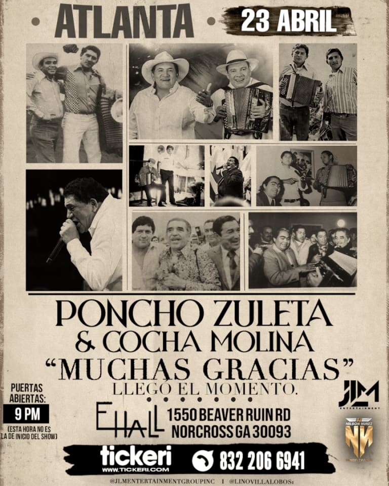 Event - Poncho Zuleta & Cocha Molina en Atlanta - Norcross, GA - jue, 23 de abril de 2026} | concert tickets
