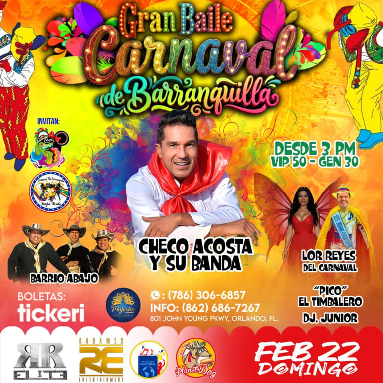 Event - Checo Acosta - Gran Baile Carnaval de Barranquilla Orlando - Orlando, Florida - February 22, 2026 | concert tickets