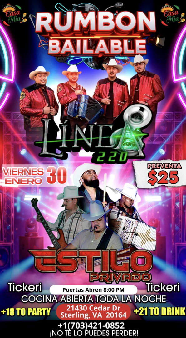 Event - Estilo Privado y Línea 220 en Sterling  - Sterling, VA - Fri, January 30, 2026} | concert tickets