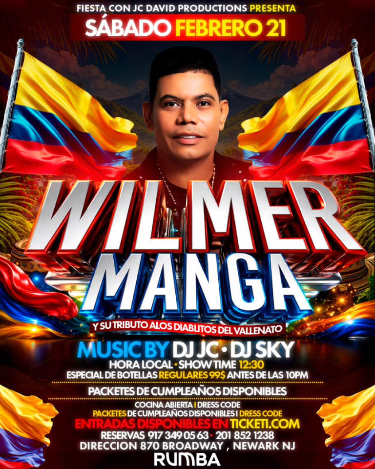 Event - WILMER MANGA en NJ y su tributo a los Diablitos del Vallenato - Newark, NJ - sáb, 21 de febrero de 2026} | concert tickets