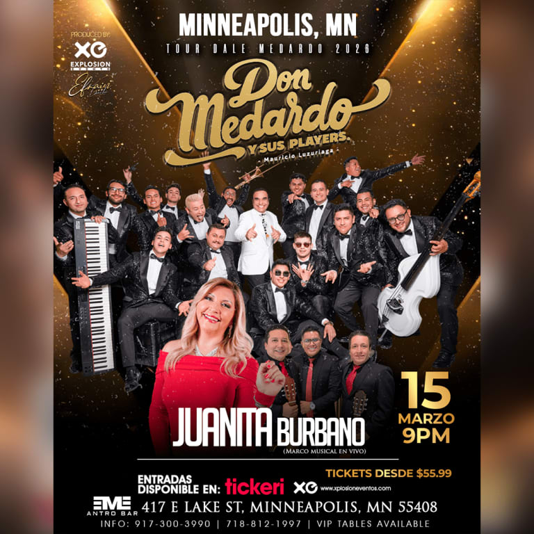 Event - Minneapolis,MN en concierto,Don Medardo y sus Players, Juanita Burbano y mas..#TOURDALEMEDARDO2026 - Minneapolis, MN - dom, 15 de marzo de 2026} | concert tickets