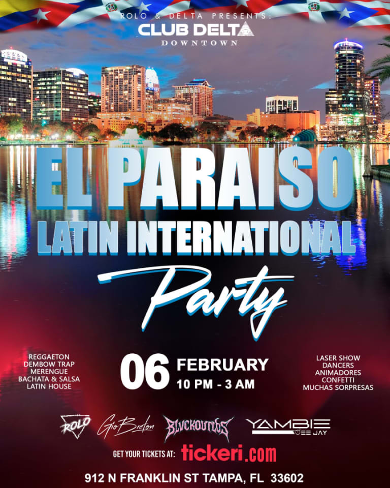 Event - El Paraiso Latin Fridays @ dowtown Delta - Tampa, FL - vie, 6 de febrero de 2026} | concert tickets