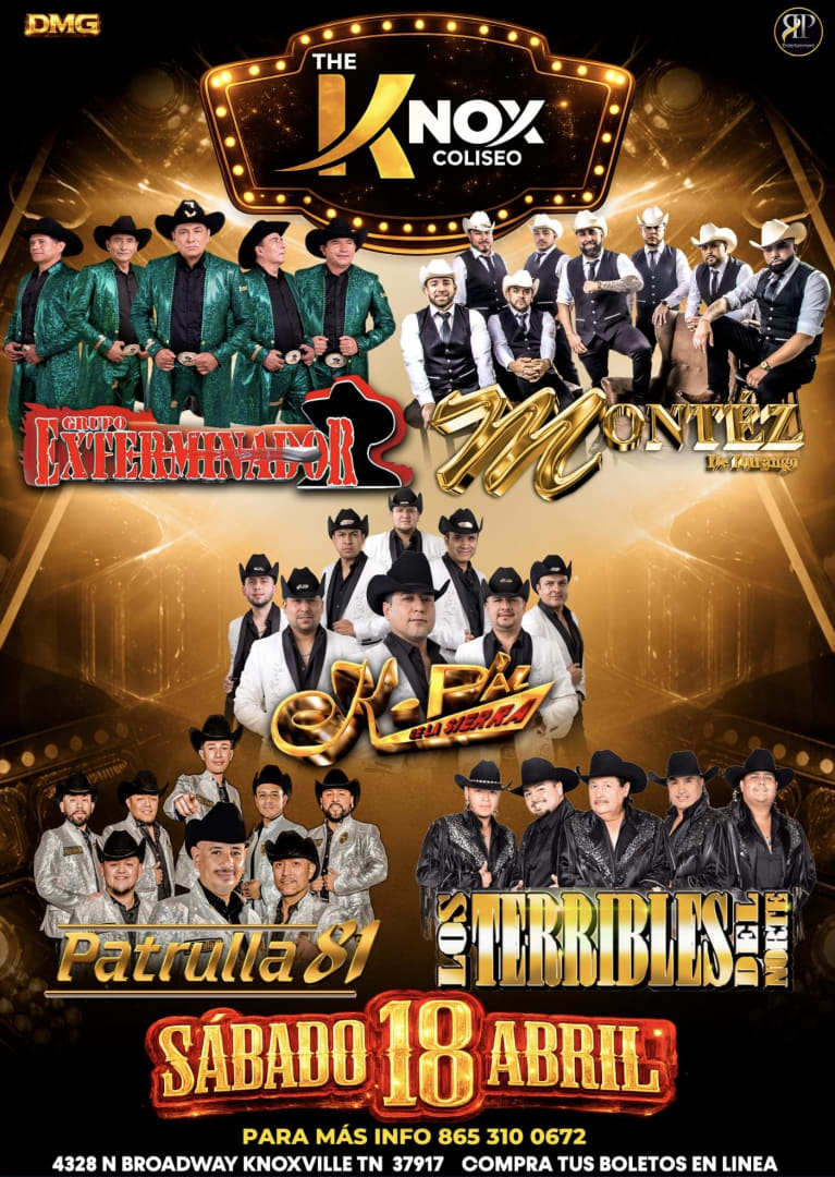 Event - Grupo Exterminador, Montez de Durango y K-Paz de la Sierra en Vivo – Sábado 18 de Abril en The Knox Coliseo, Knoxville TN - Knoxville, Tennessee - April 18, 2026 | concert tickets