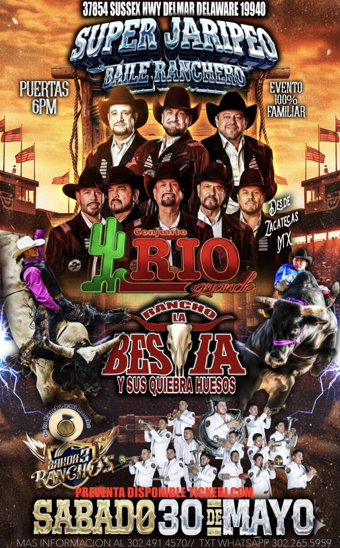 Event - JARIPEO 2026 CONJUNTO RÍO GRANDE  - Delmar, Delaware - May 30, 2026 | concert tickets