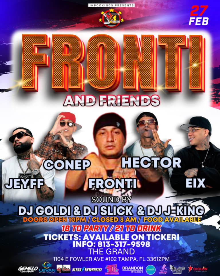 Event - FRONTI and Friends - Birthday Bash - JEYFF-CONEP-HECTOR-EIX - Tampa, FL - vie, 27 de febrero de 2026} | concert tickets