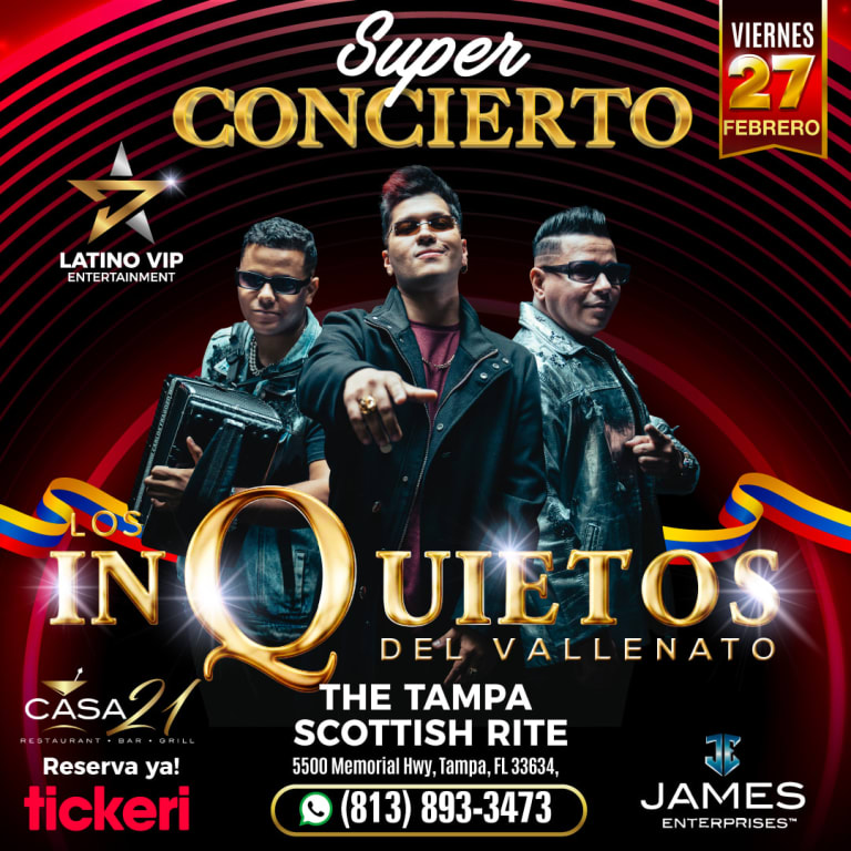 Event - SUPER CONCIERTO DE "LOS INQUIETOS DEL VALLENATO" - Tampa, FL - vie, 27 de febrero de 2026} | concert tickets