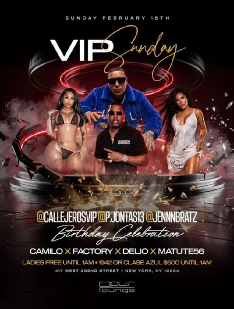 Event - VIP Sundays Presidents Day Weekend DJ Camilo Live At Opus Lounge  - New York, NY - Sun, February 15, 2026} | concert tickets