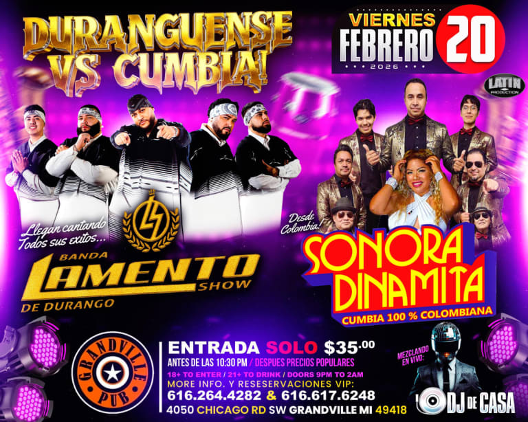 Event - BANDA LAMENTO SHOW & LA SONORA DINAMITA - Grandville, Michigan - February 20, 2026 | concert tickets