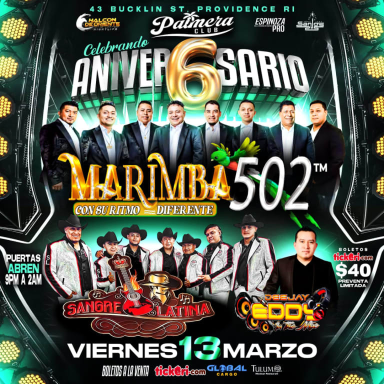 Event - 6 ANIVERSARIO MARIMBA 502  - Providence, Rhode Island - March 13, 2026 | concert tickets