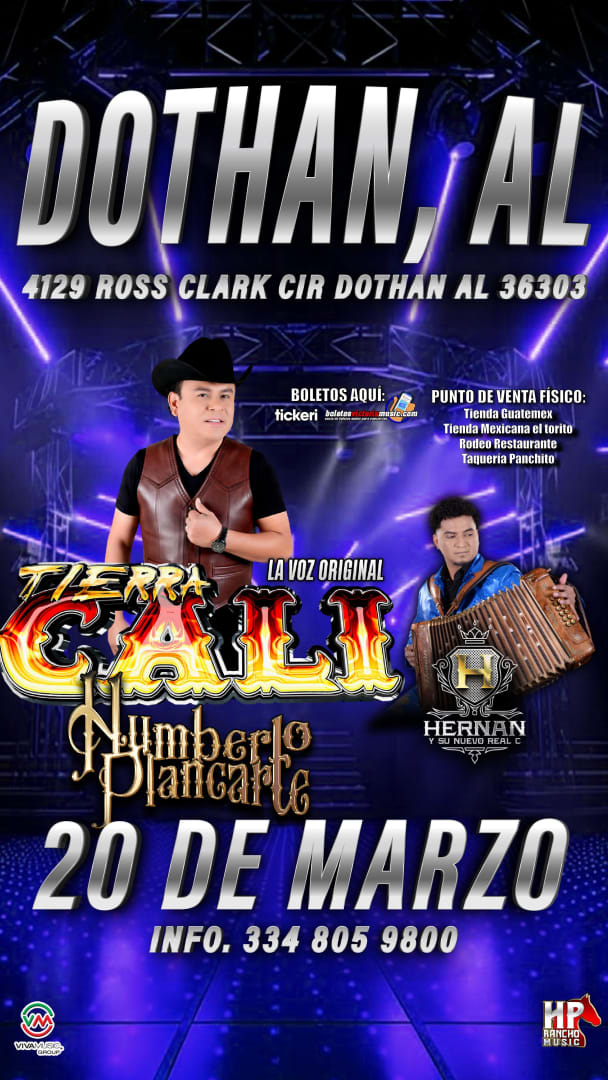 Event - Tierra Cali en concierto - Dothan, Alabama - March 20, 2026 | concert tickets