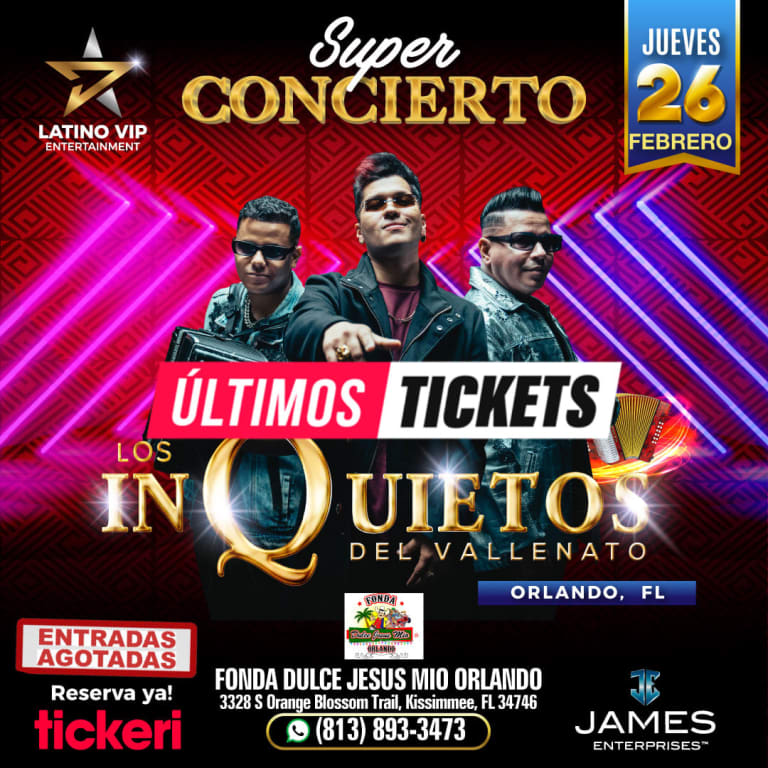 Event - SUPER CONCIERTO DE LOS INQUIETOS DEL VALLENATO  - Kissimmee, FL - Thu, February 26, 2026} | concert tickets