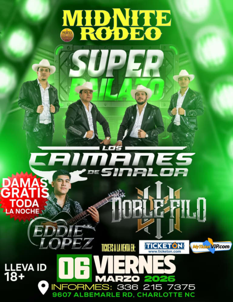 Event - Super Bailazo en Charlotte NC – Los Caimanes de Sinaloa, Doble Filo y Eddie López | Viernes 6 de Marzo 2026 - Charlotte, NC - Fri, March 6, 2026} | concert tickets