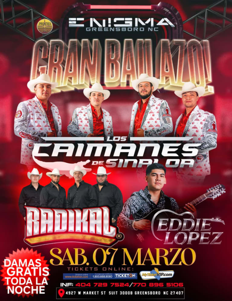 Event - GRAN BAILAZO CON LOS CAIMANES DE SINALOA - Greensboro, NC - sáb, 7 de marzo de 2026} | concert tickets