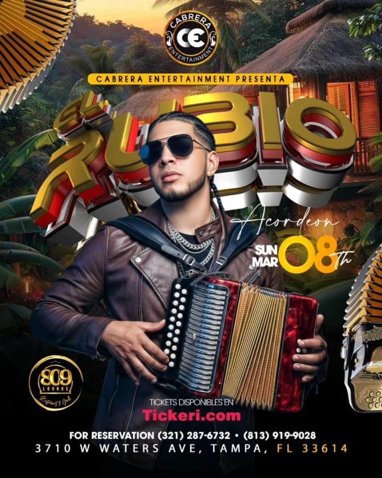 Event - EL RUBIO ACORDEON LIVE IN 809 LOUNGE TAMPA - Tampa, Florida - March 8, 2026 | concert tickets
