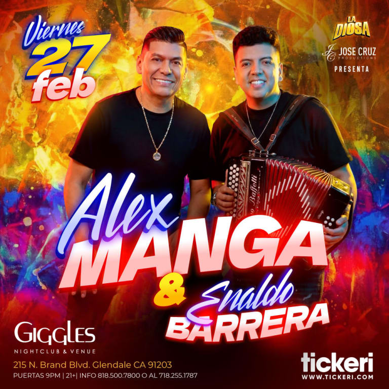 Event - Alex Manga y Enaldo Barrera en vivo en Los Angeles - Glendale, California - February 27, 2026 | concert tickets