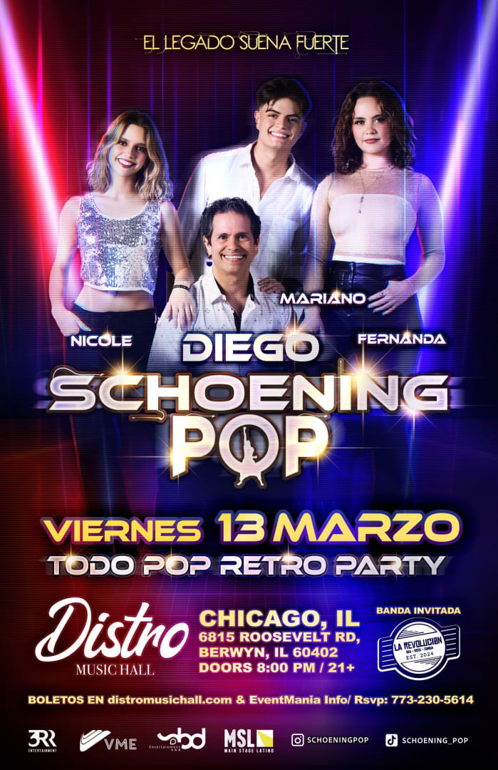 Event - Diego Schoening de Timbiriche  @Distro Music Hall - Berwyn, IL - Fri, March 13, 2026} | concert tickets