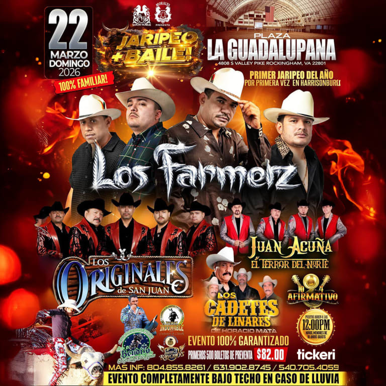 Event - Jaripeo Baile con Los Farmerz & Los Originales de San Juan y muchos mas en vivo - Harrisonburg, Virginia - March 22, 2026 | concert tickets