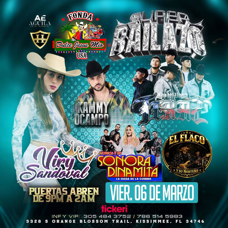 Event - Super Bailazo en Kissimmee FL – Viry Sandoval, Kammy Ocampo y Sonora Dinamita - Kissimmee, Florida - March 6, 2026 | concert tickets