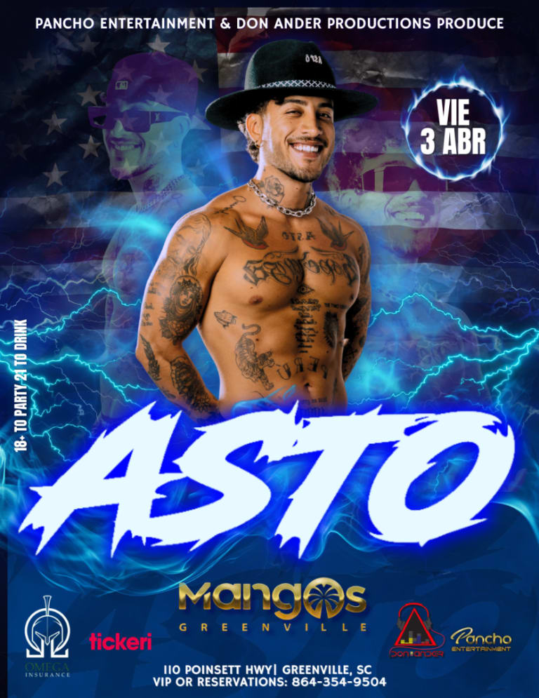 Event - DJ ASTO EN MANGOS GREENVILLE - Greenville, South Carolina - April 3, 2026 | concert tickets