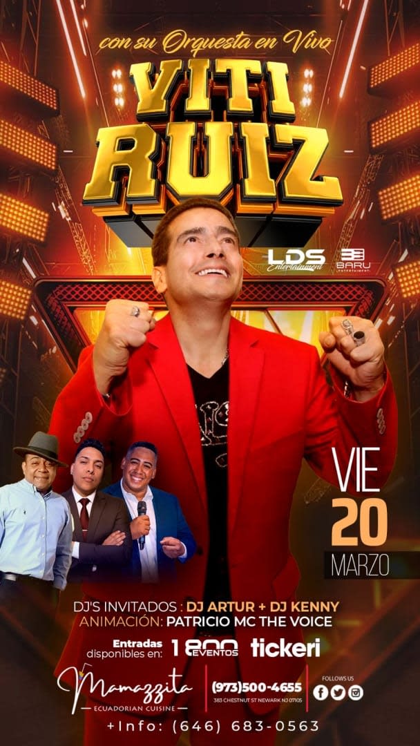 Event - Viti Ruiz y su Orquesta en New Jersey  - Newark, New Jersey - March 20, 2026 | concert tickets