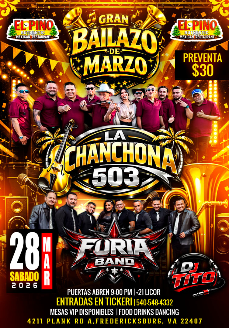 Event - La Chanchona 503 y Furia Band en Fredericksburg  - Fredericksburg, Virginia - March 28, 2026 | concert tickets
