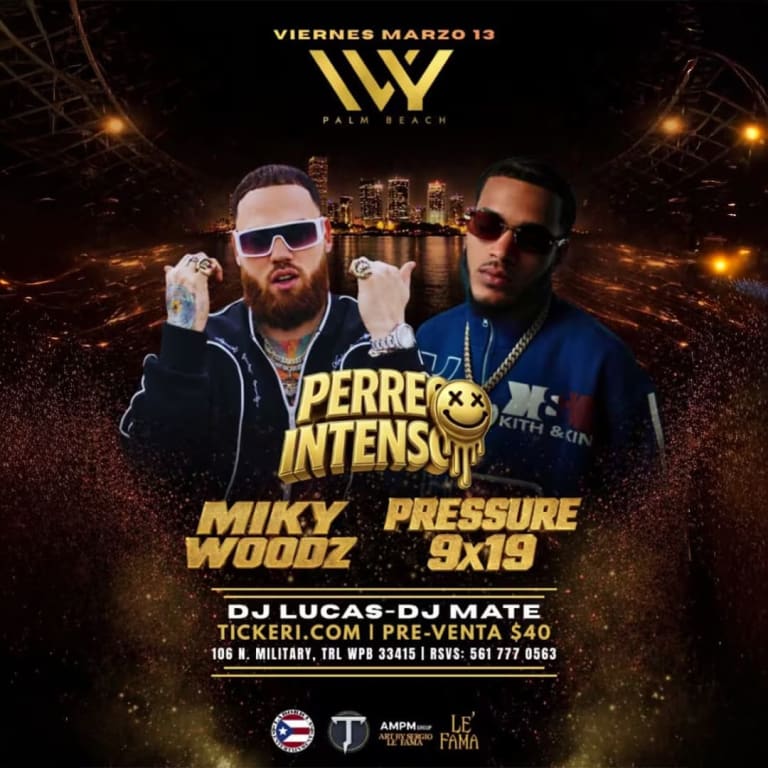 Event - PRESSURE 9x19 & MIKY WOODZ - West Palm Beach, FL - Fri, March 13, 2026} | concert tickets