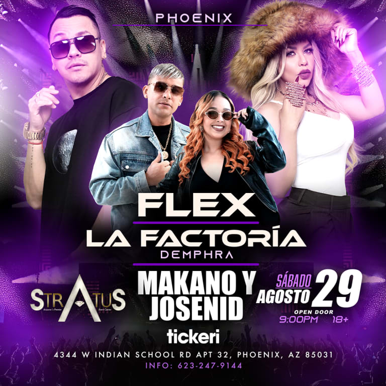 Event - Flex & Makano & Demphra de La Factoría & Josenid en concierto en Phoenix - Phoenix, Arizona - August 29, 2026 | concert tickets