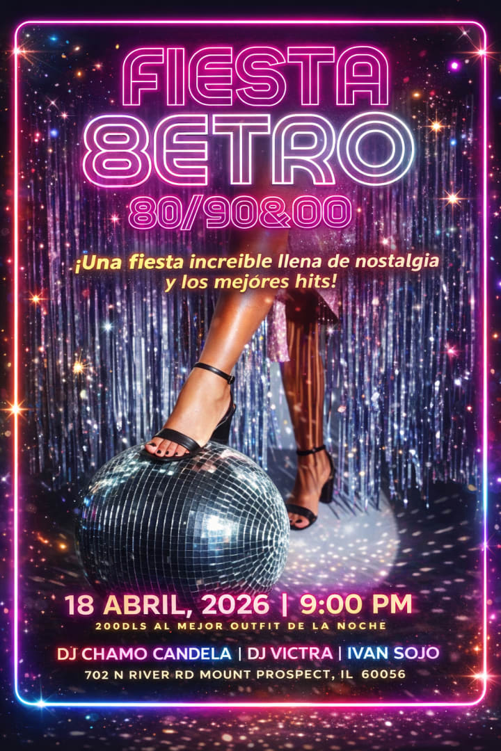 Event - RETRO LATIN PARTY - Mount Prospect, Chicago  - sáb, 18 de abril de 2026} | concert tickets