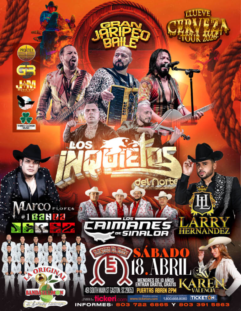 Event - Los Inquietos del Norte, Larry Hernández y Banda El Limón en Gaston SC - Gaston, SC - sáb, 18 de abril de 2026} | concert tickets