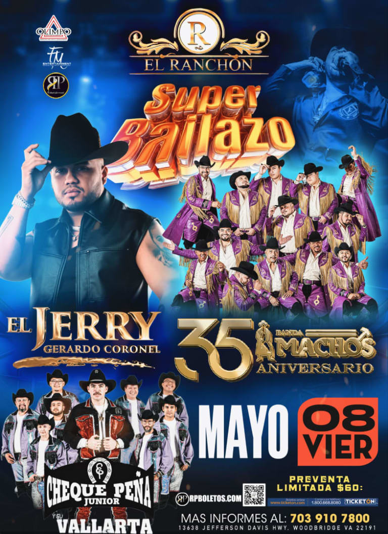 Event - El Jerry, Banda Machos y Cheque Peña Jr. en Vivo - Woodbridge, Virginia - May 8, 2026 | concert tickets