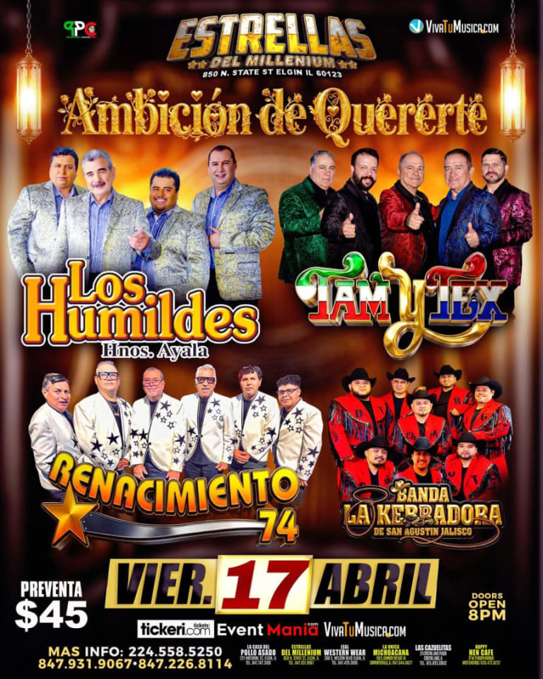 Event - Ambicion de Quererte en Estrellas Del Millenium - Elgin, Illinois - April 17, 2026 | concert tickets