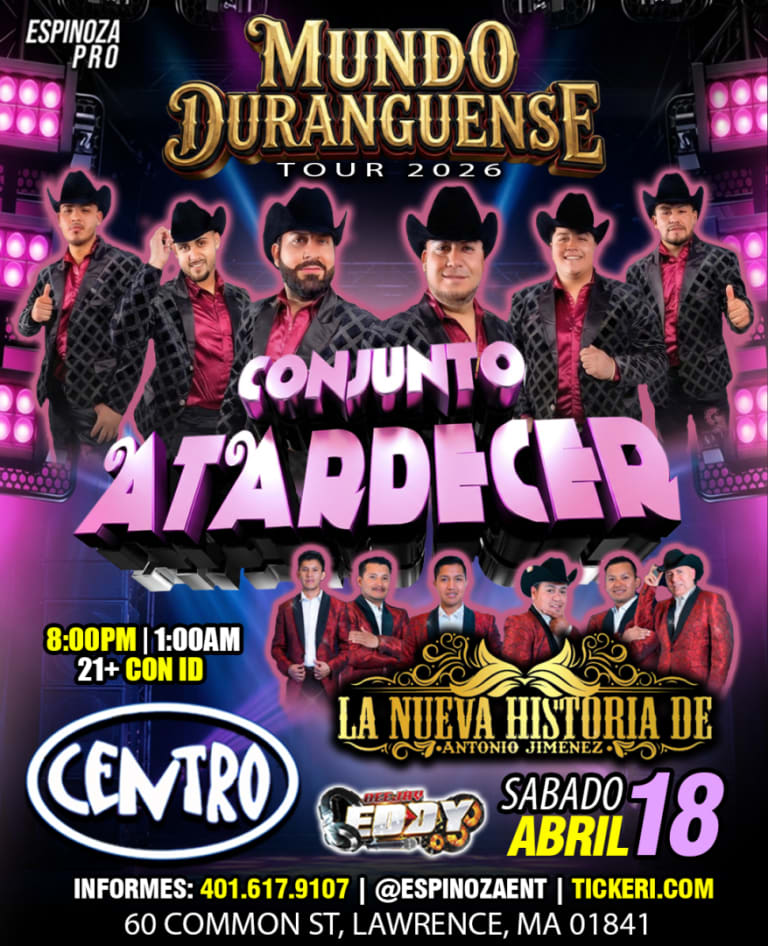Event - CONJUNTO ATARDECER & LA NUEVA HISTORIA en Lawrence, MA - Lawrence, Massachusetts - April 18, 2026 | concert tickets