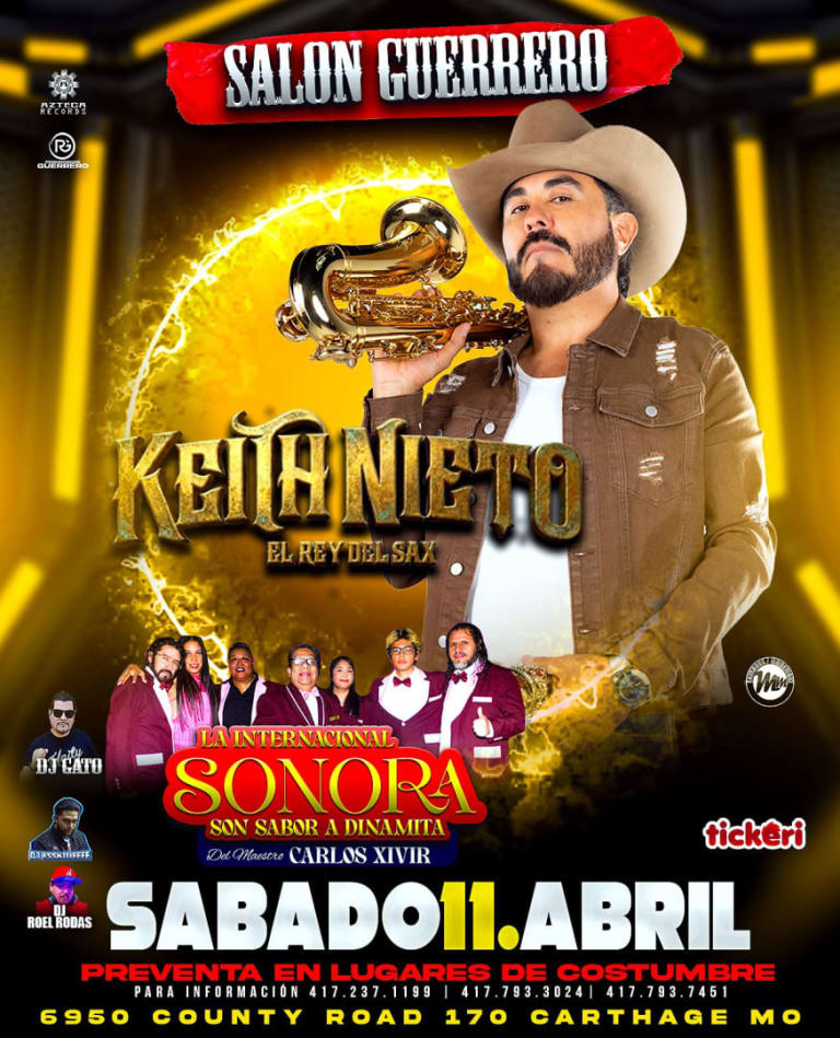 Event - Kieth Nieto: Al Ritmo del Sax Norteño - Carthage, Missouri - April 11, 2026 | concert tickets