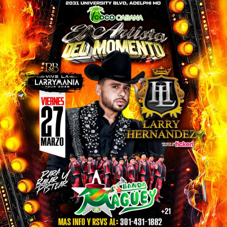 Event - LARRY HERNÁNDEZ Y BANDA MAGUEY EN MARYLAND - Adelphi, Maryland - March 27, 2026 | concert tickets