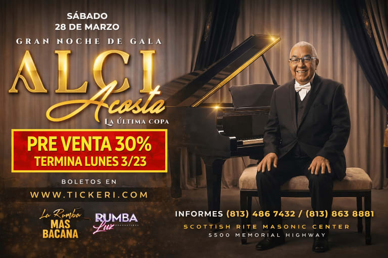 Event - Alci Acosta Tour "La Ultima Copa" - Tampa, FL - Sat, March 28, 2026} | concert tickets