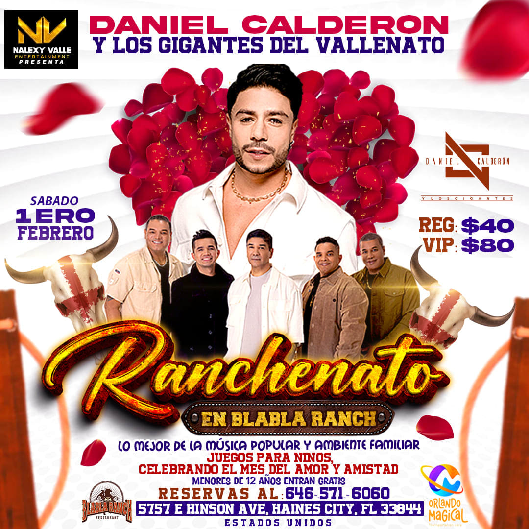 Ranchenato con Daniel Calderon y Los Gigantes del Vallenato Tickets ...
