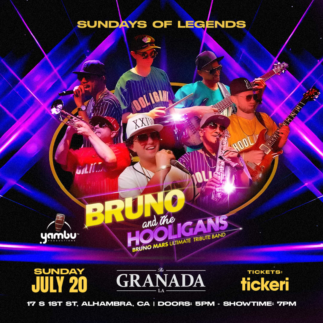 Tribute to Bruno Mars with Bruno & The Hooligans in Alhambra - Tickets ...