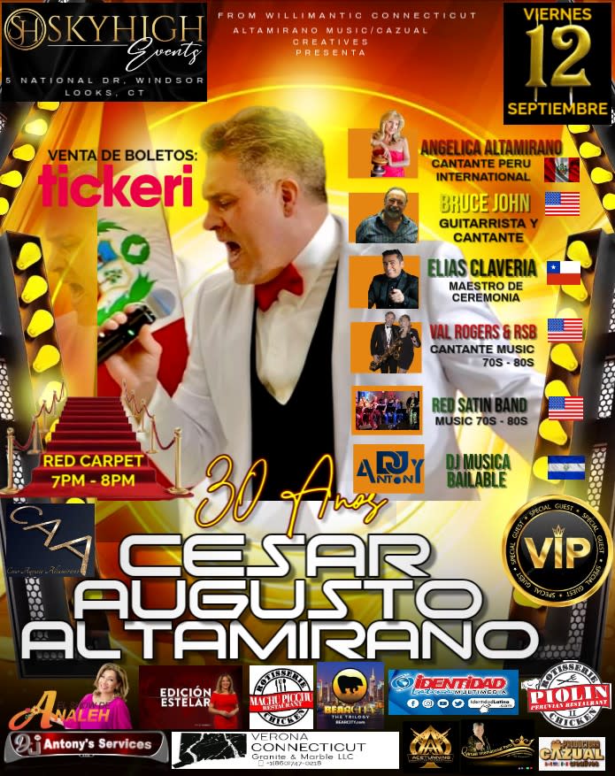 Cesar Augusto Altamirano 30 años de carrera artistica Windsor Locks, CT ...