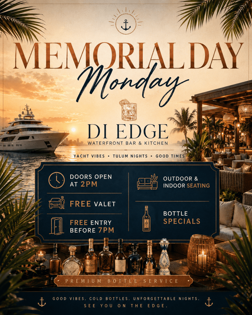 Lunes del Día de los Caídos en Di Edge Waterfront Bar & Kitchen