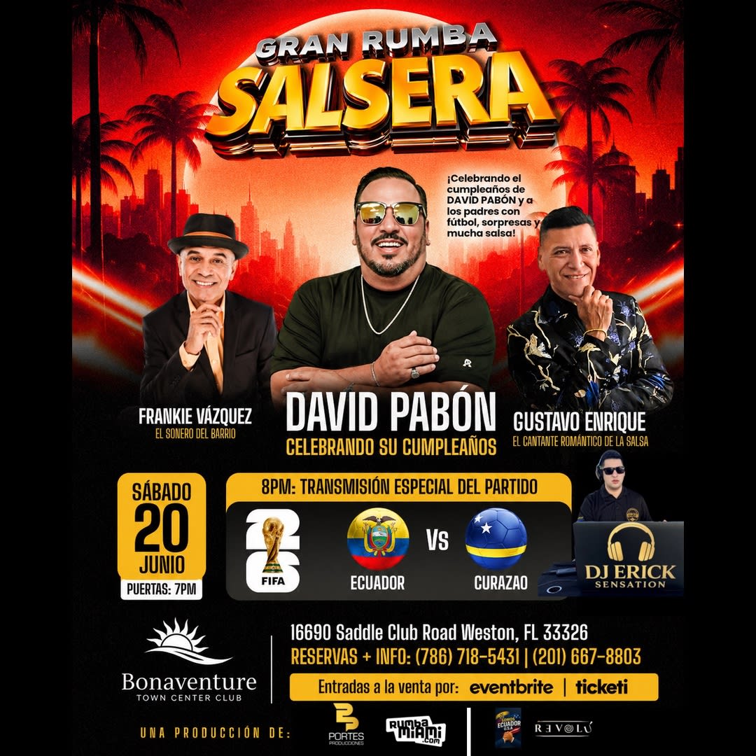 Rumba Salsera, David Pabon, Gustavo Enrique (Tributo a Eddie Santiago ) y Frankie Vásquez con los éxitos de orquesta Lebron