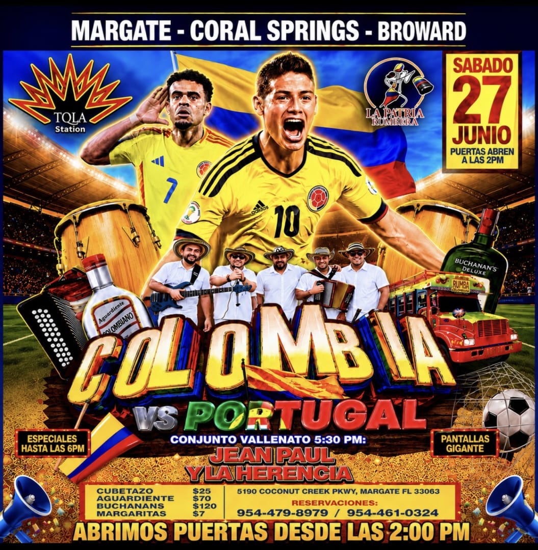 Partido De Colombia Vs Portugal - En Tqla Station - Margate - Coral Springs y todo Broward