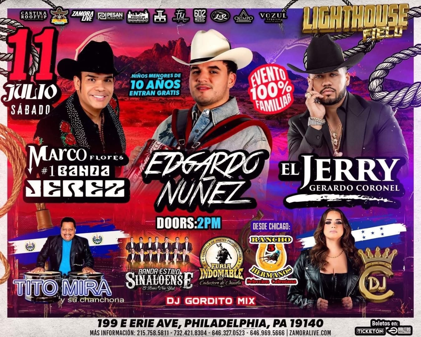 EL JERRY Y EDGARDO NUNEZ EN EL LIGHTHOUSE FIELD JARIPEO/BAILE