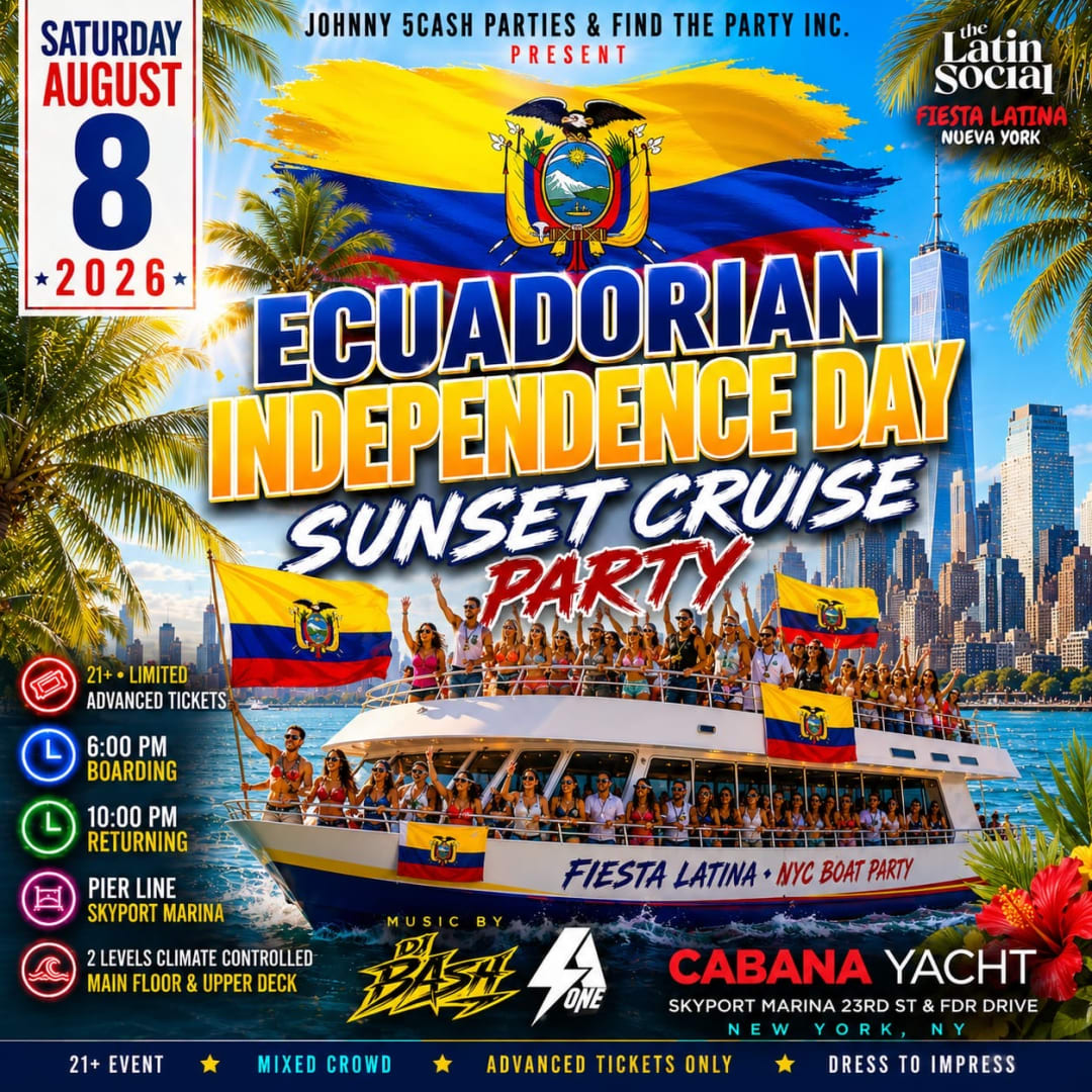 Ecuadorian Independence Sunset Party Cruise At Cabana