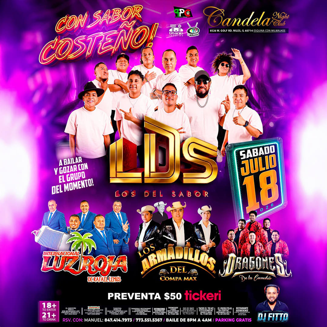 LDS – Los Del Sabor, Internacional Luz Roja de Rafael Lemus, Los Armadillos del Compa Max y Dragones de la Cumbia in Illinois