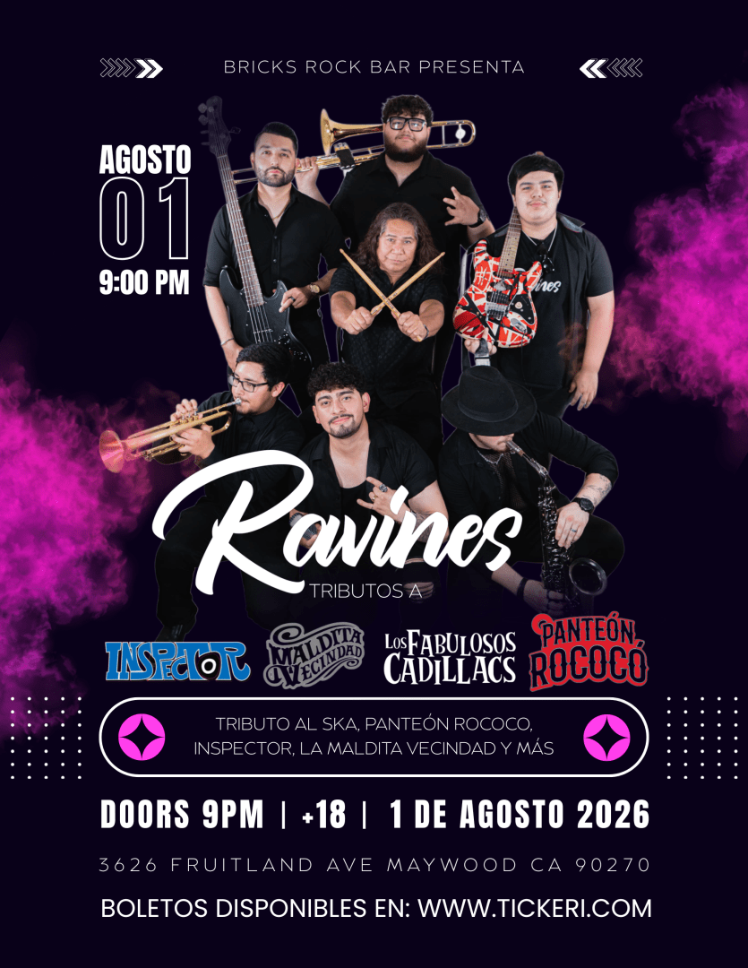 TRIBUTO AL SKA EN VIVO: DESDE ARIZONA, RAVINES TOCANDO LO MEJOR DE: INSPECTOR, MALDITA VECINDAD, PANTEÓN Y MÁS